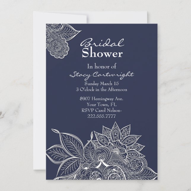 Invitación a la ducha de novias de Lacy Floral Hen (Anverso)