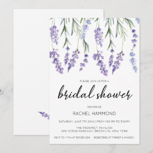 Invitación a la ducha de novias de lavanda románti