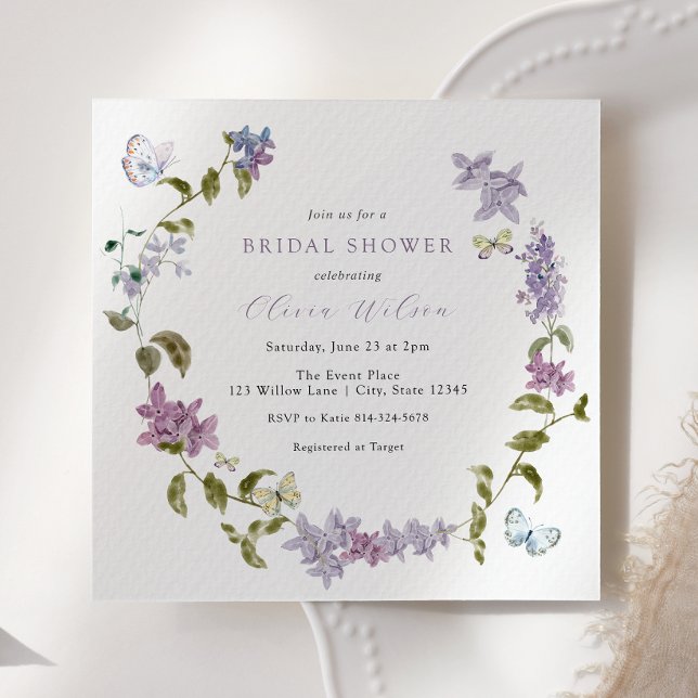 Invitación a la ducha de novias de Lilac y Butterf (Subido por el creador)