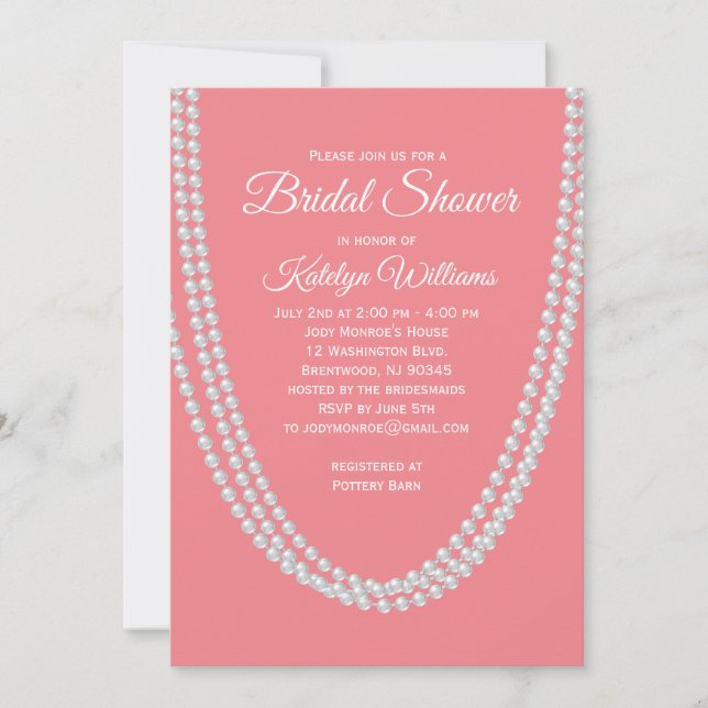 Invitación a la ducha de novias de Living Coral y  (Anverso)