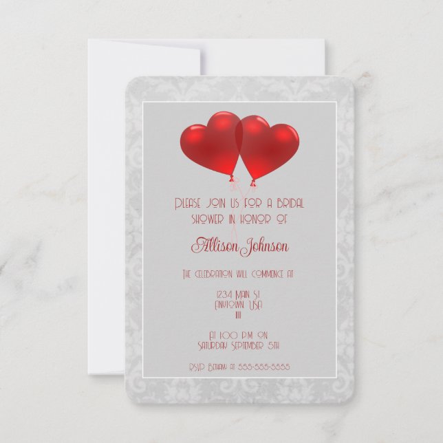 Invitación a la ducha de novias de los globos del  (Anverso)