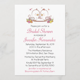 Invitación a la ducha de novias de Lovebirds Pink 