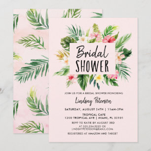 Invitación a la ducha de novias de Luau, flores tr