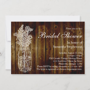 Invitación a la ducha de novias de Madera Oscura