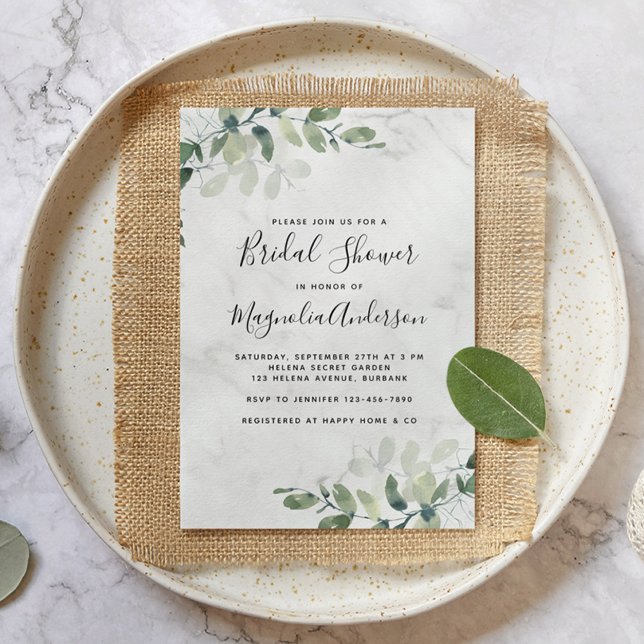 Invitación a la ducha de novias de Marble Eucalypt (Subido por el creador)