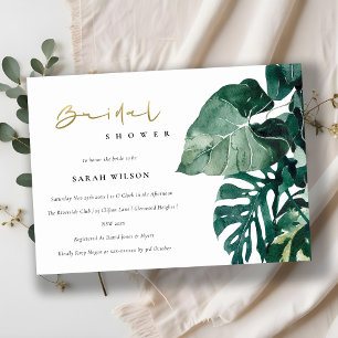 Invitación a la ducha de novias de monstera tropic