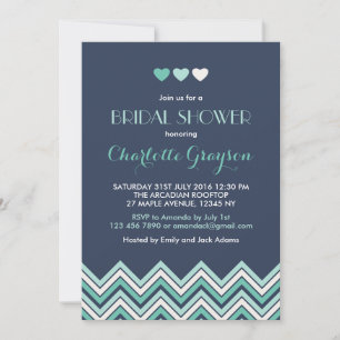 Invitación a la ducha de novias de Navy Blue Aqua 