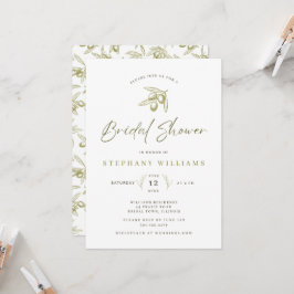 Invitación a la ducha de novias de oliva mediterrá