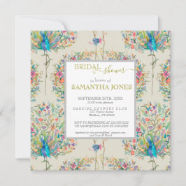 Invitación a la ducha de novias de pavo real