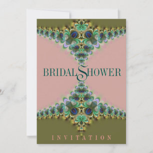 Invitación a la ducha de novias de pavo real rosa