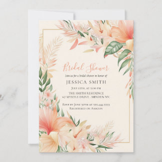 Invitación a la ducha de novias de Peach Floral Bo
