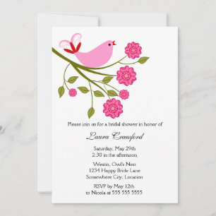 Invitación a la ducha de novias de Pink Songbird