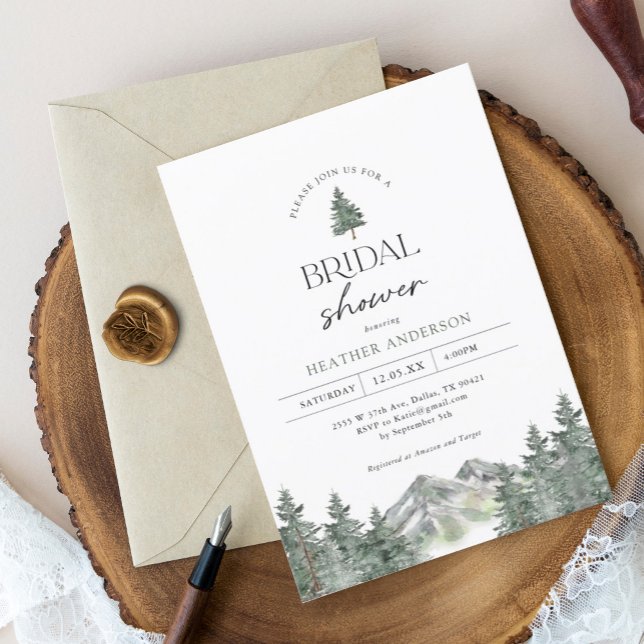 Invitación a la ducha de novias de pino de montaña (Subido por el creador)