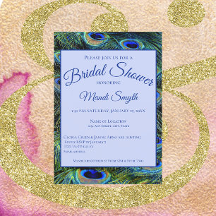 Invitación a la ducha de novias de plumas de pavo 