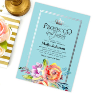 Invitación a la ducha de novias de Prosecco y Peta