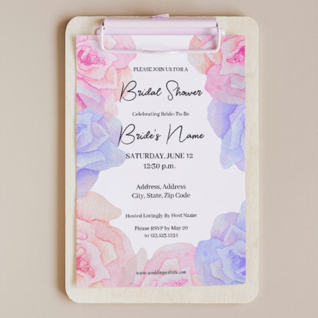 Invitación a la ducha de novias de Rosas morados d (Subido por el creador)