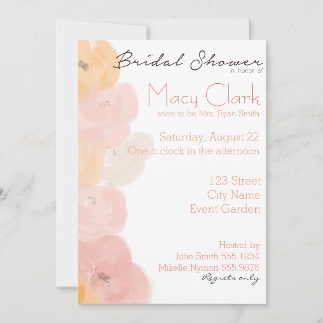 Invitación a la ducha de novias de Rubor Peach (Anverso)