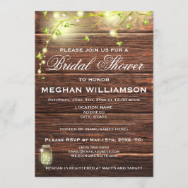Invitación a la ducha de novias de Rustic Wood Mas