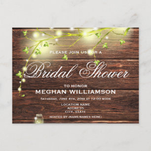 Invitación a la ducha de novias de Rustic Wood Mas