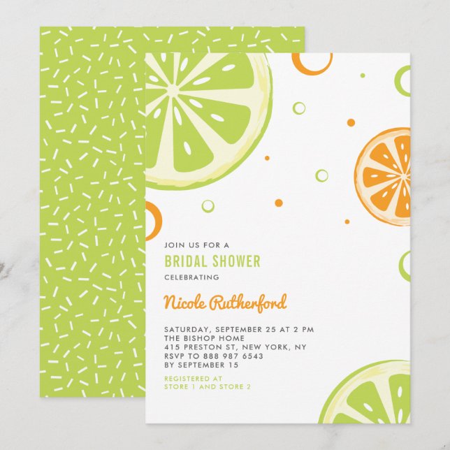 Invitación a la ducha de novias de Summer Citrus S (Anverso / Reverso)