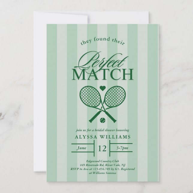 Invitación a la ducha de novias de tenis con parti (Anverso)
