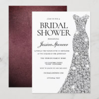Invitación a la ducha de novias de terciopelo de p