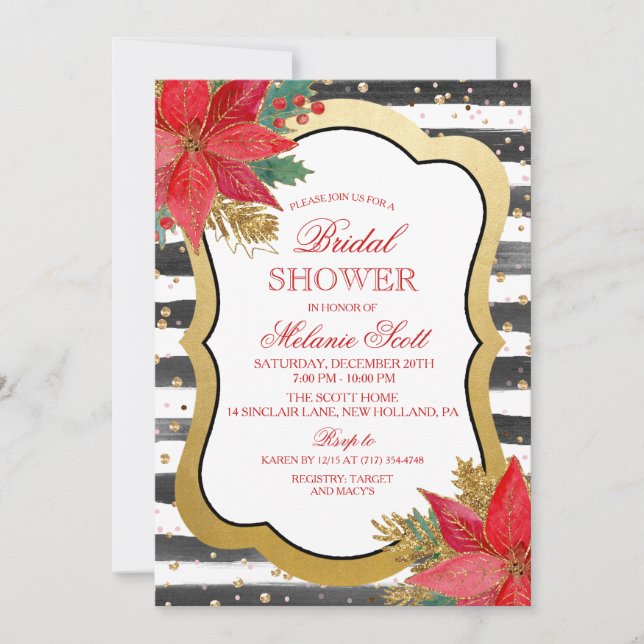 Invitación a la ducha de novias de vacaciones de P (Anverso)