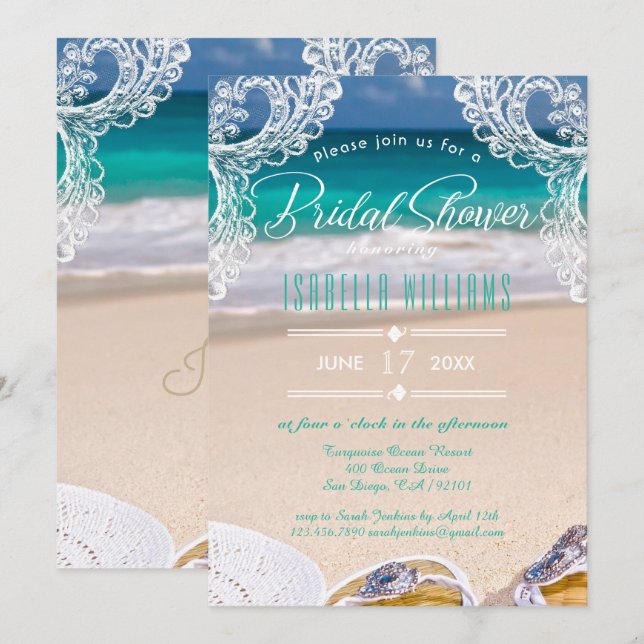 Invitación a la ducha de novias de verano en moda  (Anverso / Reverso)
