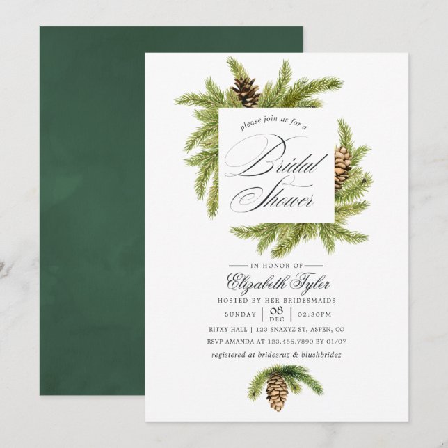 Invitación a la ducha de novias de Winter Watercol (Anverso / Reverso)