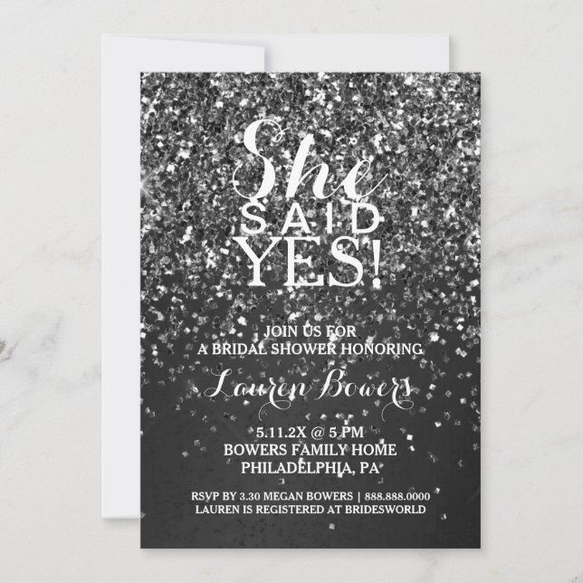 Invitación A La Ducha De Novias Dijo Que Sí Purpur (Anverso)