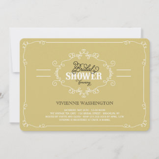 Invitación a la ducha de novias dorada con Moda de