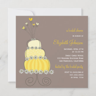 Invitación a la ducha de novias dulce Boda amarill