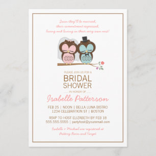 Invitación a la ducha de novias dulces Owl Bride &