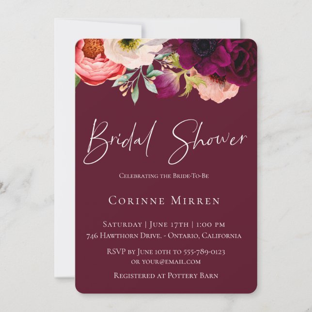 Invitación a la ducha de novias en bohemias (Anverso)