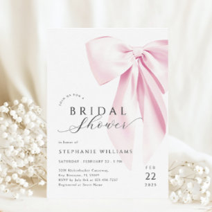 Invitación a la ducha de novias en color rosado mo