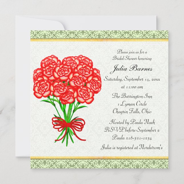 Invitación a la ducha de novias en el jardín de lo (Anverso)