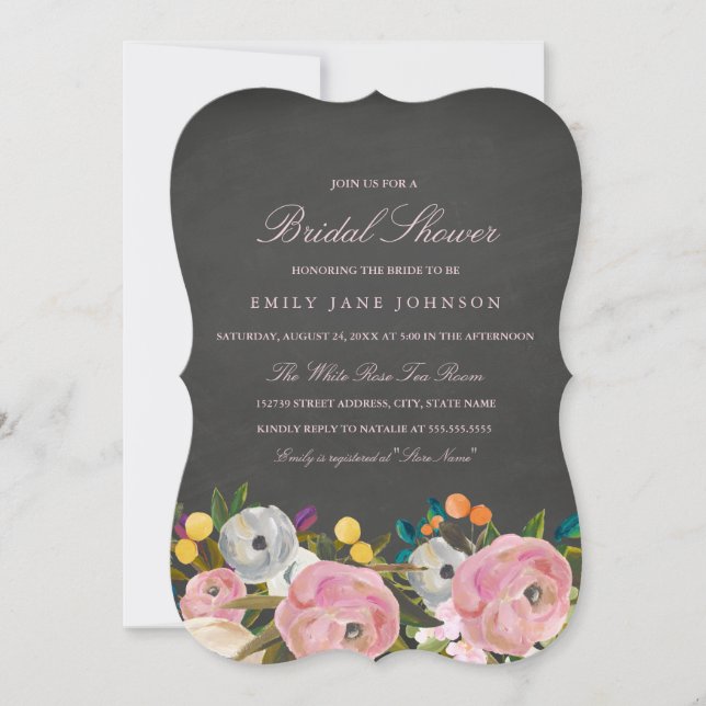 Invitación a la ducha de novias en el jardín flora (Anverso)