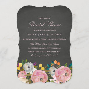 Invitación a la ducha de novias en el jardín flora