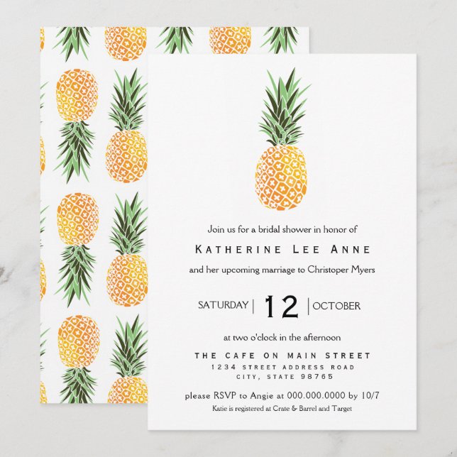 Invitación a la ducha de novias en el sur de Pinea (Anverso / Reverso)