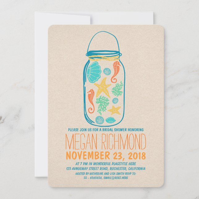 Invitación a la ducha de novias en el tarro de bar (Anverso)