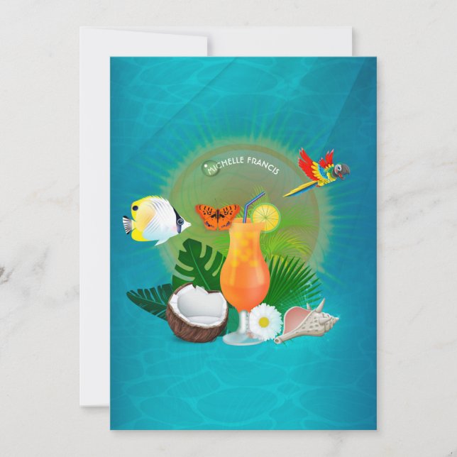 Invitación a la ducha de novias en la playa de ver (Anverso)