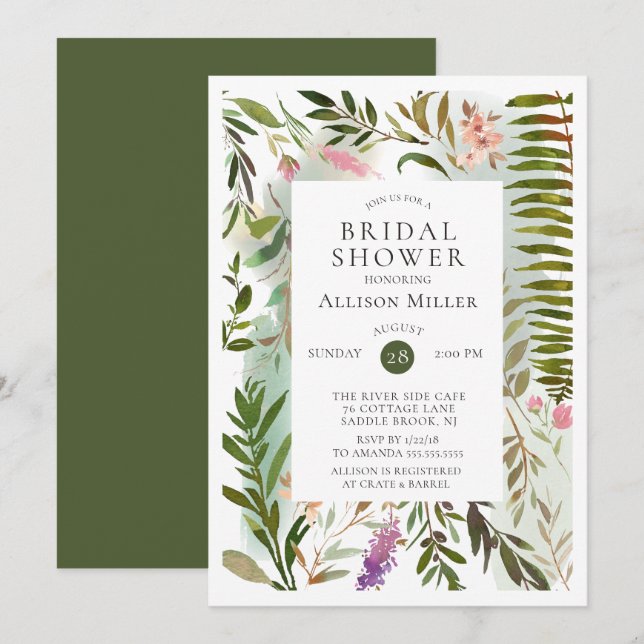 Invitación a la ducha de novias en la vegetación m (Anverso / Reverso)