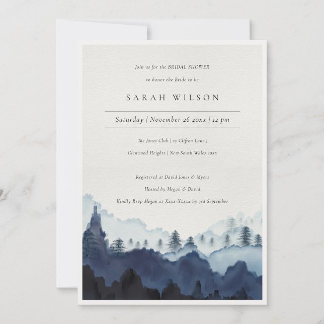 Invitación a la ducha de novias en las montañas de (Anverso)