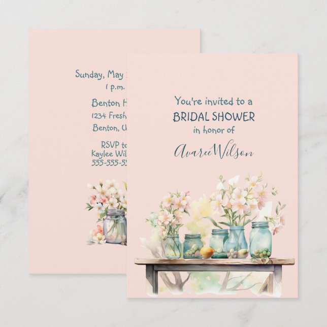 Invitación A La Ducha De Novias En Pasteles De Pri (Anverso / Reverso)