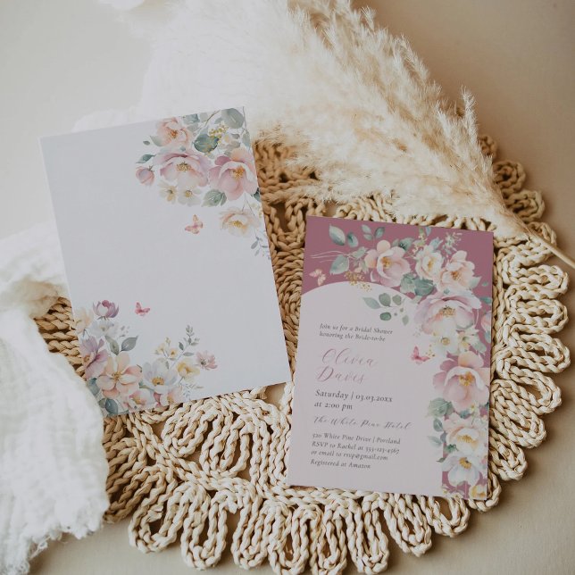 Invitación a la ducha de novias en verano con flor (Subido por el creador)