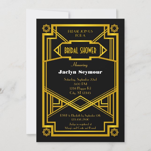 Invitación a la ducha de novias estilo Hollywood d (Anverso)
