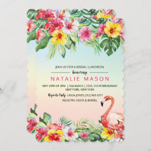 Invitación a la ducha de novias Flamingo Tropical