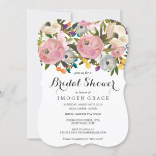 Invitación a la ducha de novias floridas y colorid
