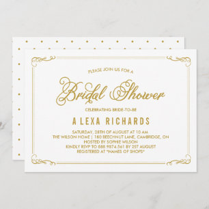 Invitación a la ducha de novias Gold Whimsical Bor