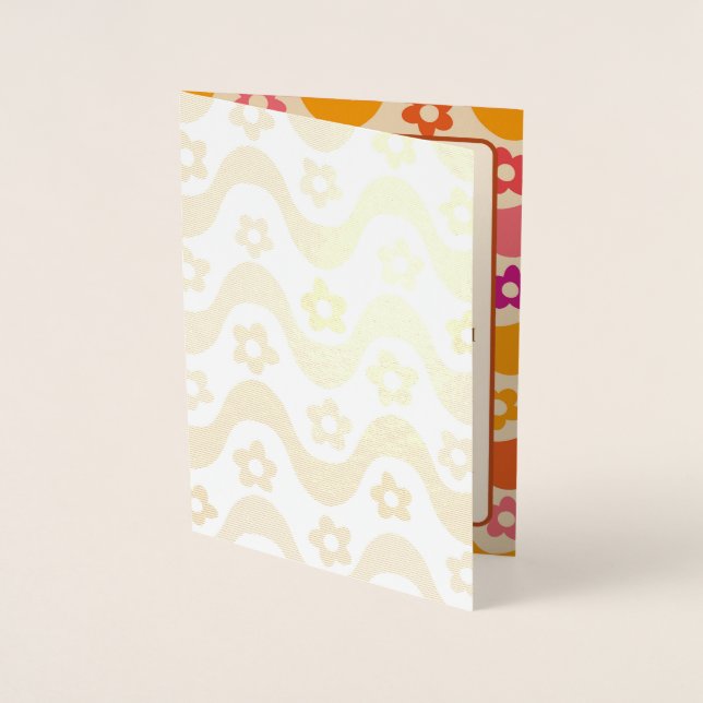 Invitación a la ducha de novias Groovy Floral Retr (Anverso)